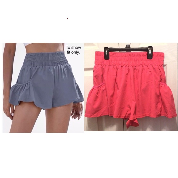 Love Tree Womens Hot Pink High Waisted Flowy Athletic Shorts W/ Pockets Lg - Picture 1 of 8